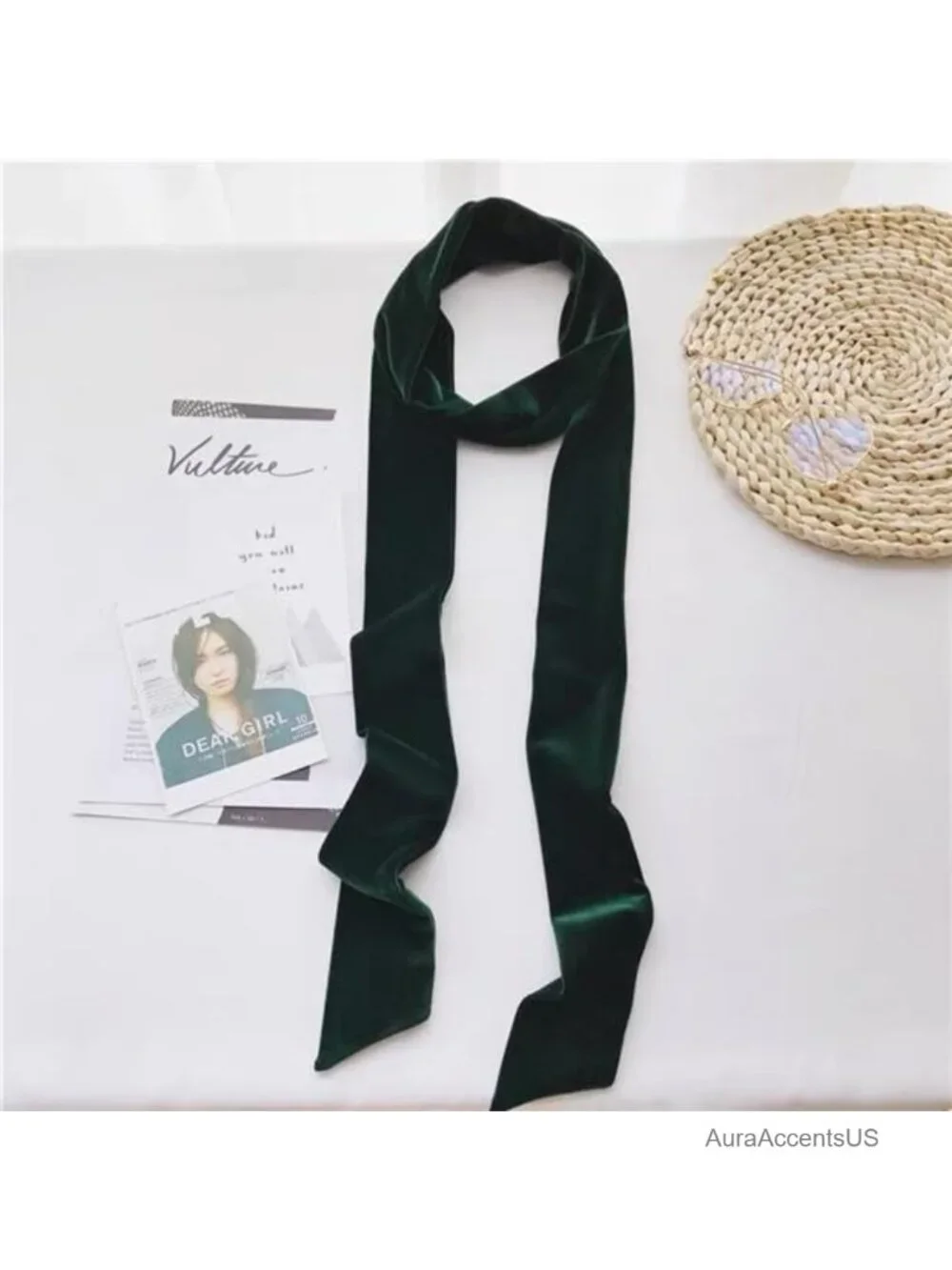 Women Velvet Sash Belt Bow Tie Belt Skinny Neck Scarf for Bridal Wedding Dress